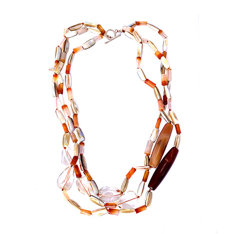 Necklace of carnelian and mother-of-pearl model 0449 - Agau Gioielli