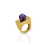 Rectangular ring with sphere - Agau Gioielli