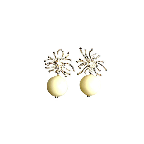 Napoli silver earrings with stone ball pendant model 0319 - Agau Gioielli