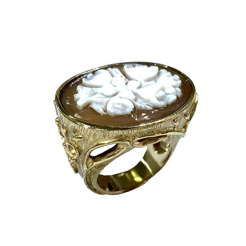 Big signet ring with cameo model 0400 - Agau Gioielli