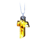 Amber cross mounted in silver model 0417 - Agau Gioielli