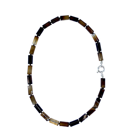 Necklace with agate cylinders and silver clasp model 0707 - Agau Gioielli