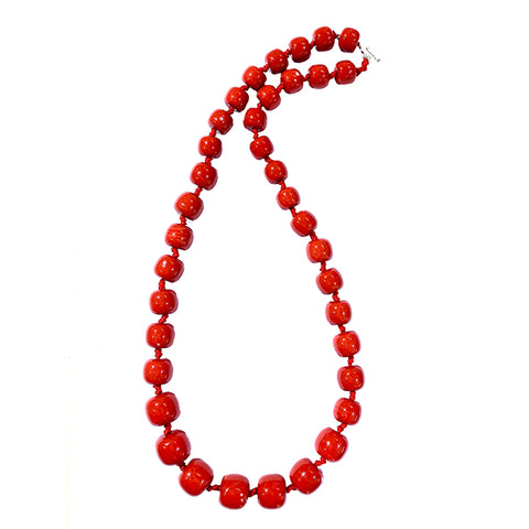 Coral paste long necklace