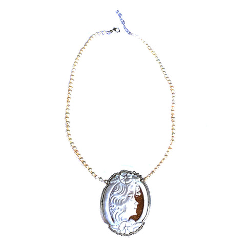 Cameo and pearl necklace - Agau Gioielli