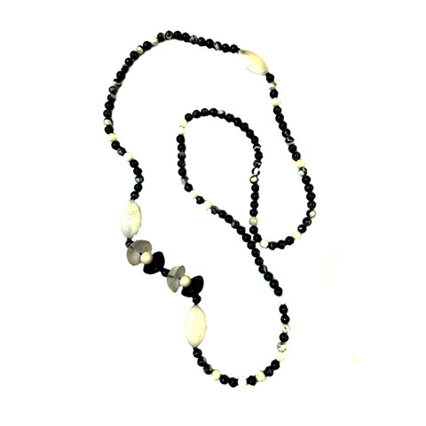 Black and white long necklace and choker set - Agau Gioielli