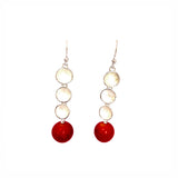 Earrings with 3 silver Palermo model elements with hook and orange red bamboo coral ball. - Agau Gioielli