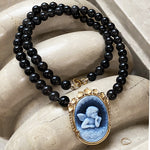 Cameo necklace with engraved angel model 0343 - Agau Gioielli