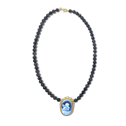 Cameo necklace with engraved angel model 0343