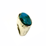 Big silver ring with turquoise - Agau Gioielli