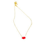 Lolita necklace in silver-gilt enameled red lips. - Agau Gioielli