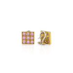 Square earrings with 18 zircons - Agau Gioielli