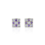 Square earrings with 18 zircons - Agau Gioielli