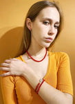 Necklace with red bamboo spheres - Agau Gioielli