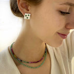 Faceted natural emerald necklace - Agau Gioielli