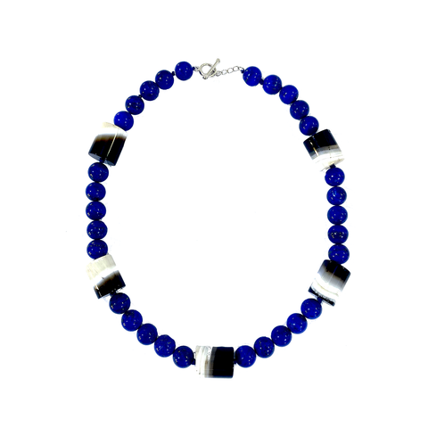 Natural lapis lazuli necklace with black agate - Agau Gioielli