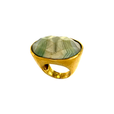 Bronze ring with facetted oval agate - Agau Gioielli